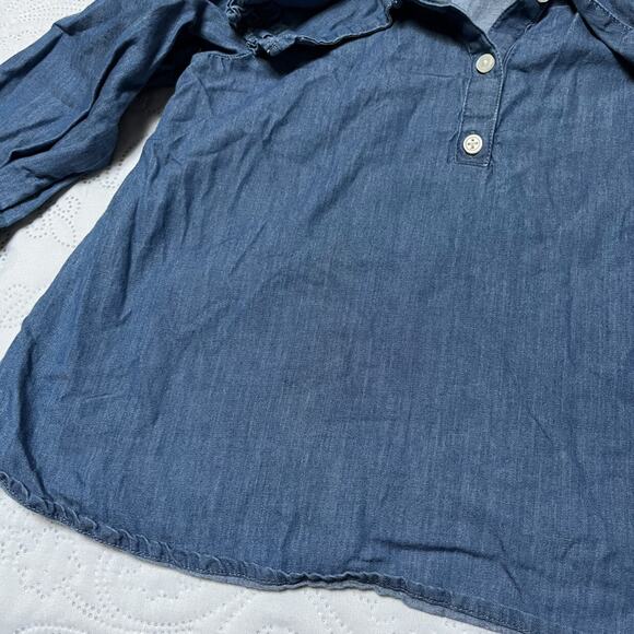 Crewcuts Ruffle Collar Chambray Blouse Size 6/7 - Picture 4 of 6
